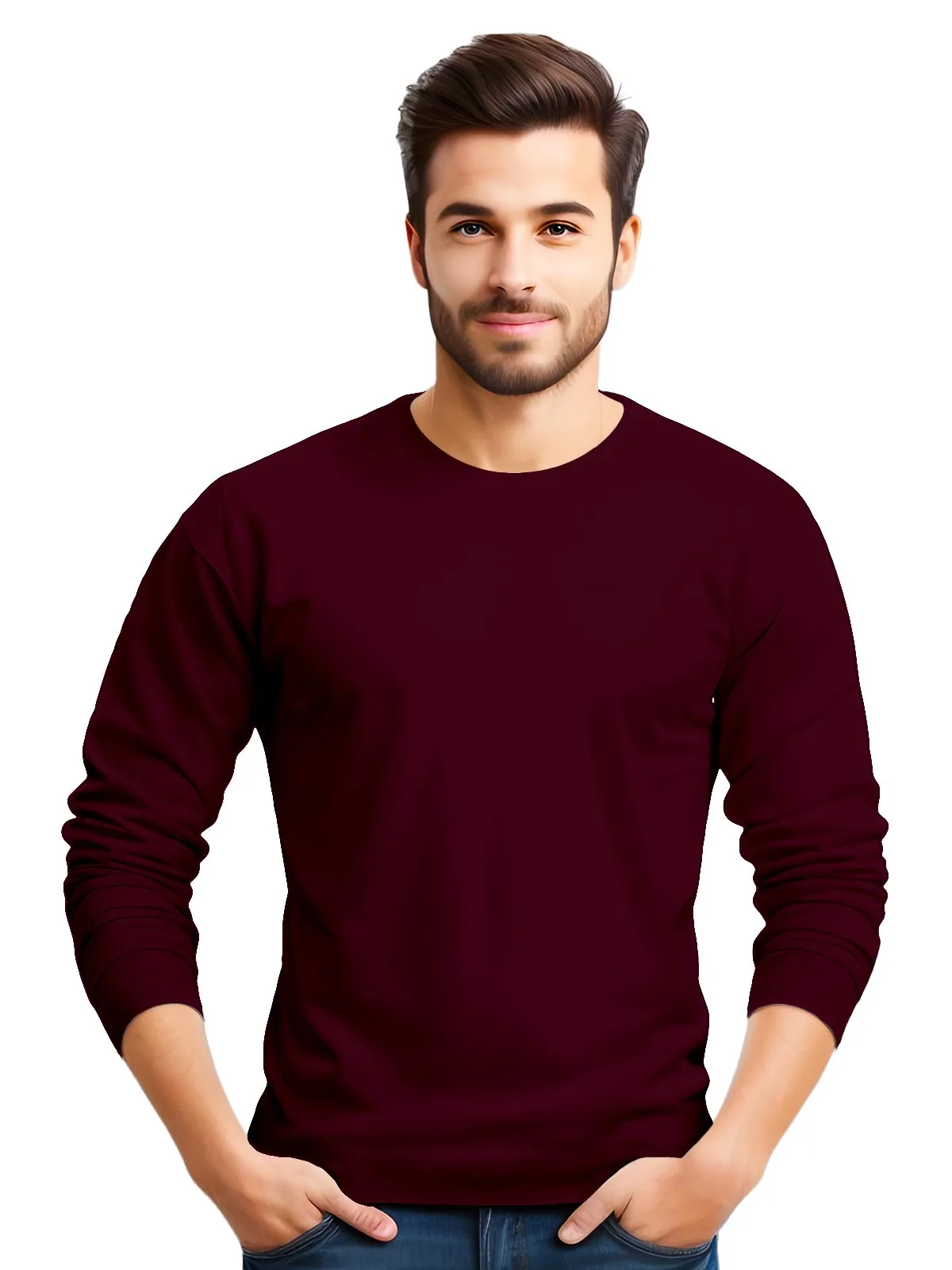 Maroon | ACTION series | Full Sleeve T shirt for Men