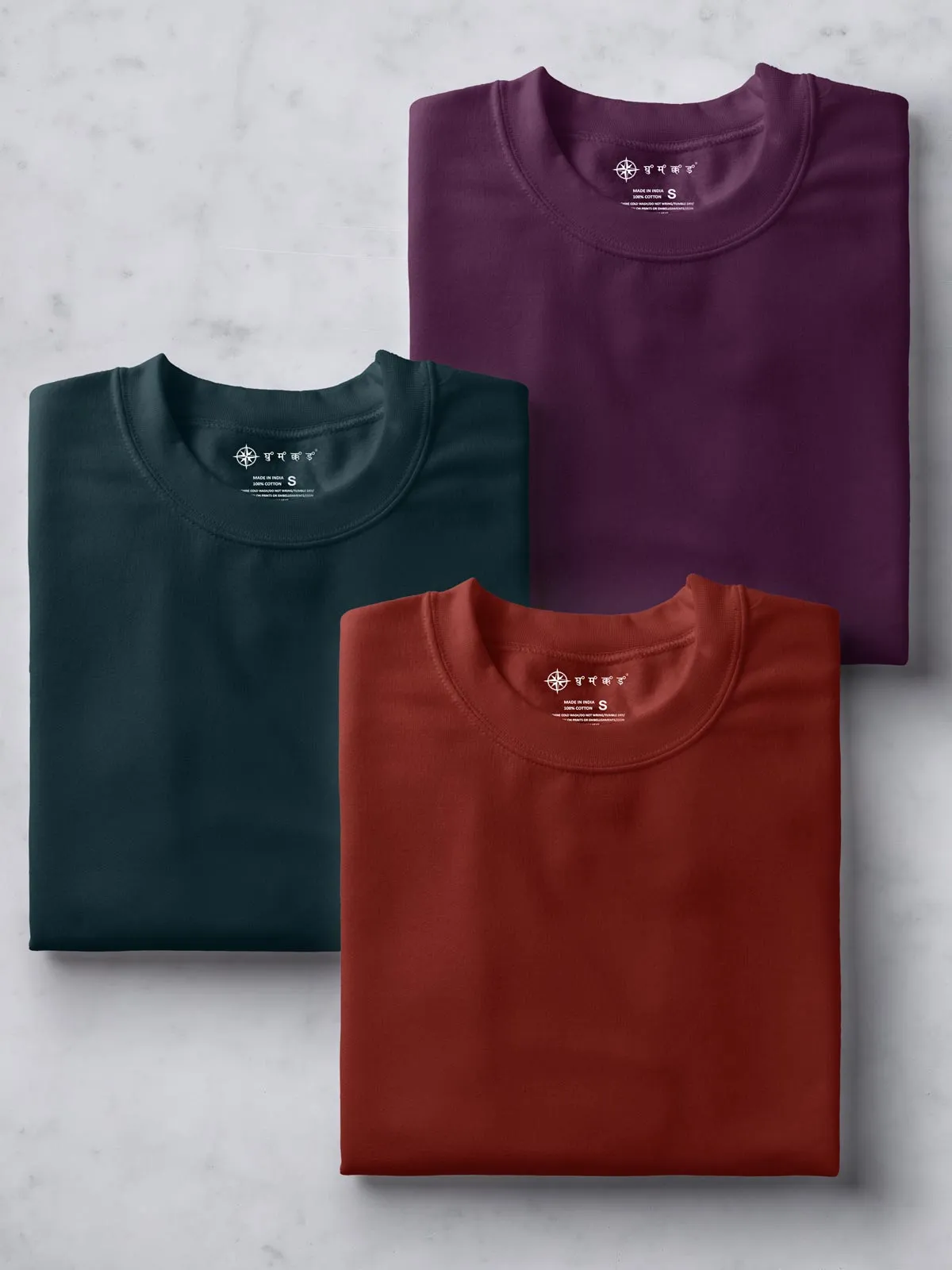 Maroon, Teal  & Wine Combo T shirts | Pack of 3