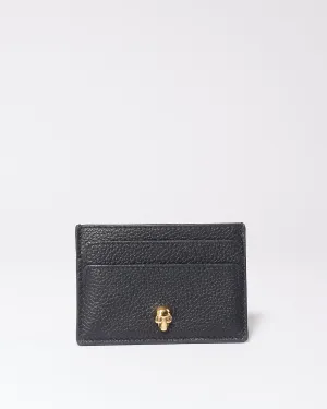 McQueen Black Grained Leather Skull Cardholder