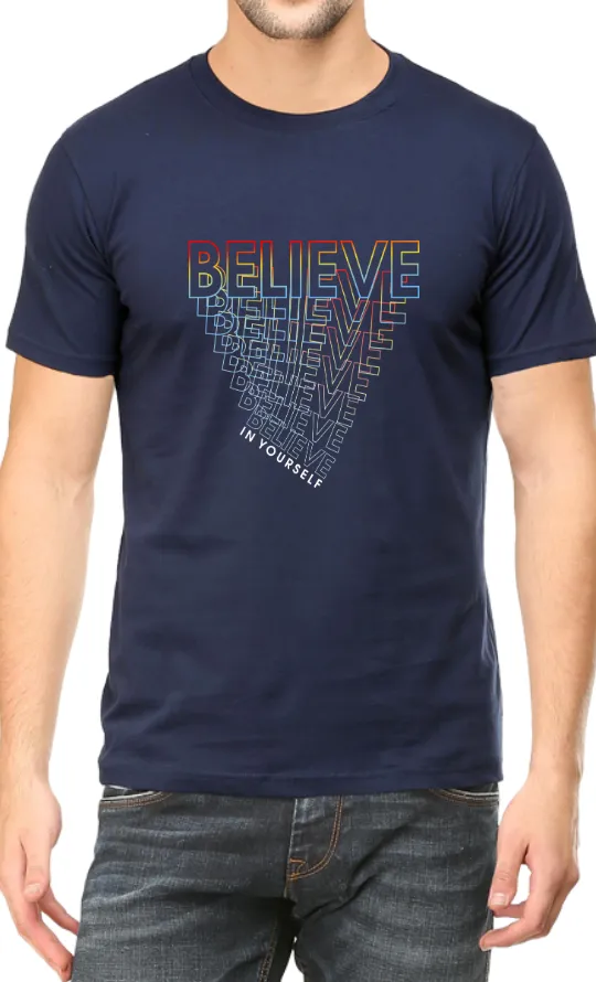 Men's Tshirt - DRON BELIEVE IN YOURSELF- ABA52 Navy Blue