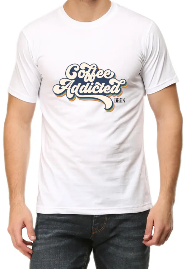 Men's Tshirt - DRON COFFEE ADDICTED - ABA55 White