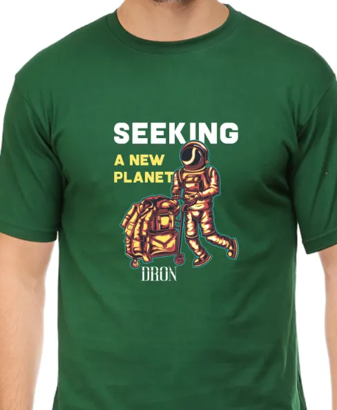 Men's Tshirt - DRON SEEKING A NEW PLANET - ABA54 Bottle Green
