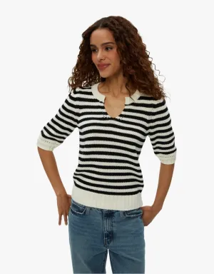 Michael Stars Rosanna Striped Puff Sleeve Sweater in Black