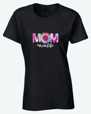 Mom Life flowery design t-shirt