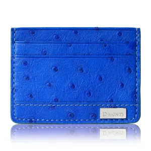 Monaco Blue - Men Exotic Ostrich Leather Card Holder Slim Wallet