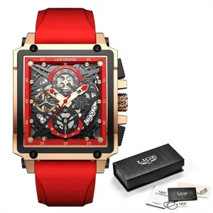 Montre Luxe LIGE 2023 Men Watch Top Brand Luxury Waterproof Quartz Square Wrist Watches for Men Date Sports Silicone Clock Male Montre Homme