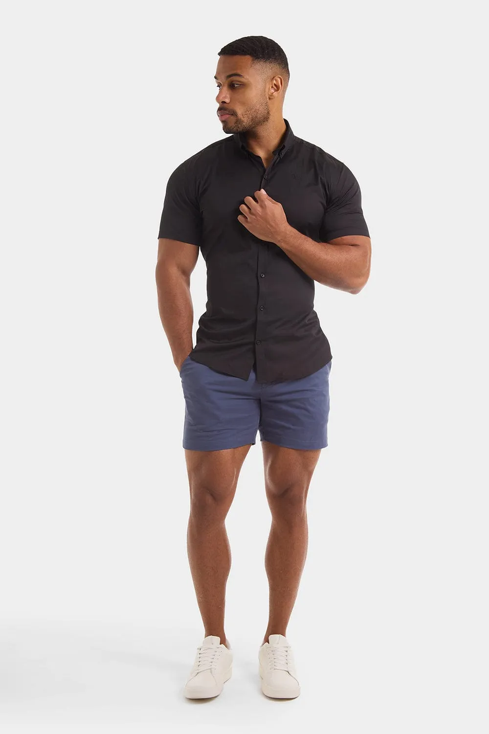 Muscle Fit Chino Shorts - Shorter Length in Airforce