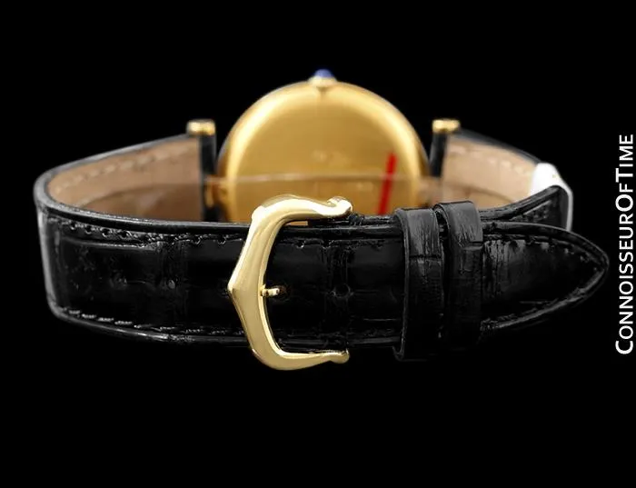 Must De Cartier Vendome Mens Midsize Unisex Vermeil Watch - 18K Gold Over Sterling Silver and Diamonds