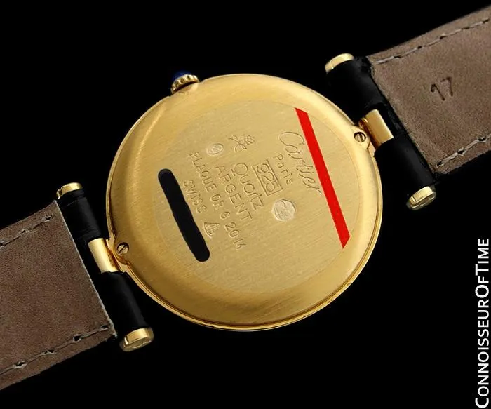 Must De Cartier Vendome Mens Midsize Unisex Vermeil Watch - 18K Gold Over Sterling Silver and Diamonds