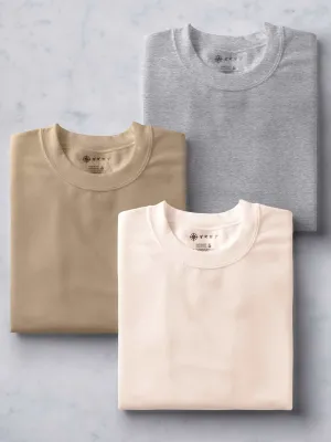 Muted Peach, Beige & Light Grey T Shirt Combo | Pack of 3