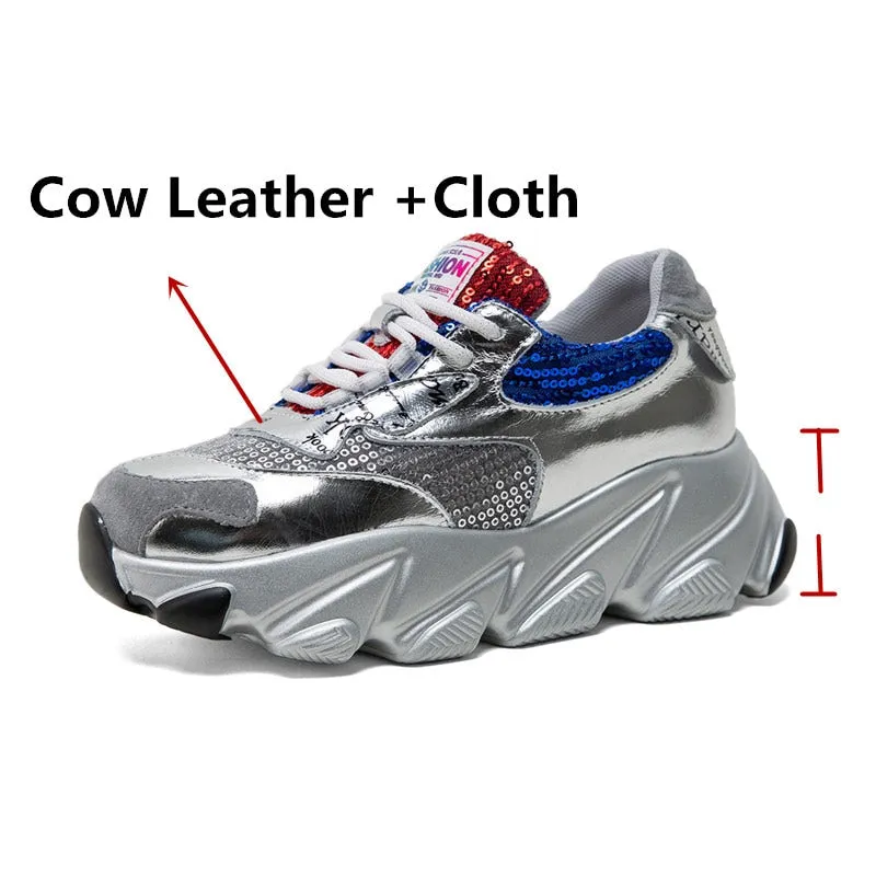 Newest Print Women Genuine Leather Flats Shallow Casual Basic Shoes Woman Spring Women Fashion Comfortable Sneakers