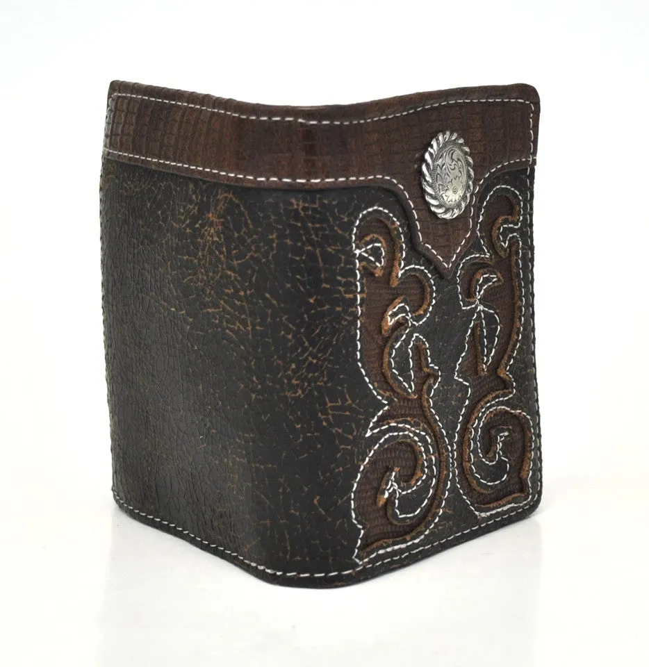 Nocona Genuine Leather Exotic Print Western Bifold Wallet