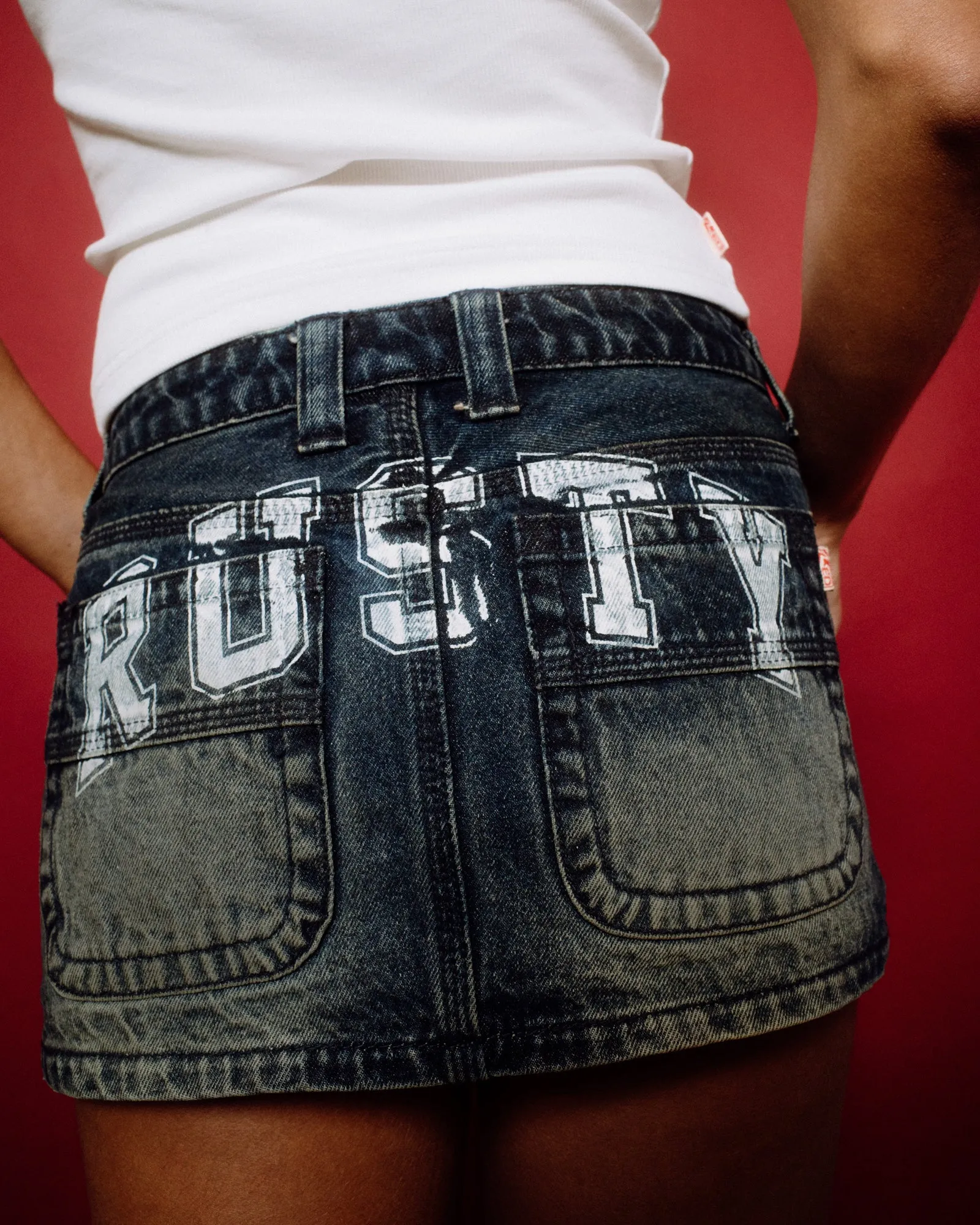 Norty Low Rise Micro Mini Denim Skirt