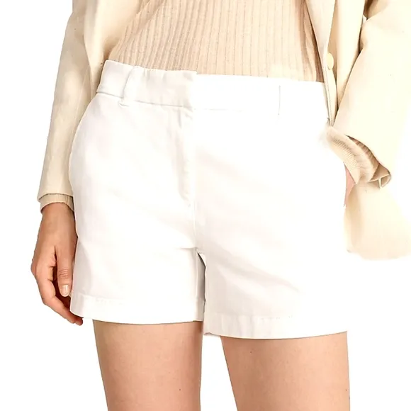 NWT J.Crew White 5&quot; Chino Shorts White Color Size 2