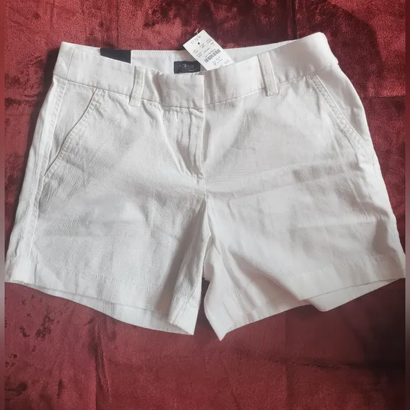 NWT J.Crew White 5&quot; Chino Shorts White Color Size 2