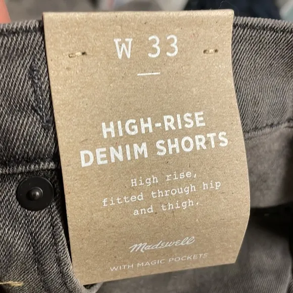 NWT Madewell High Rise Cuffed Denim Shorts Gray Slater Wash M5774
