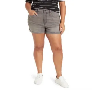 NWT Madewell High Rise Cuffed Denim Shorts Gray Slater Wash M5774