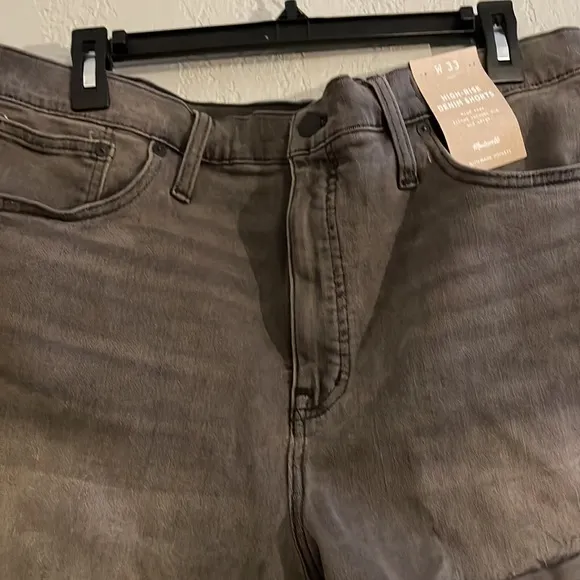 NWT Madewell High Rise Cuffed Denim Shorts Gray Slater Wash M5774