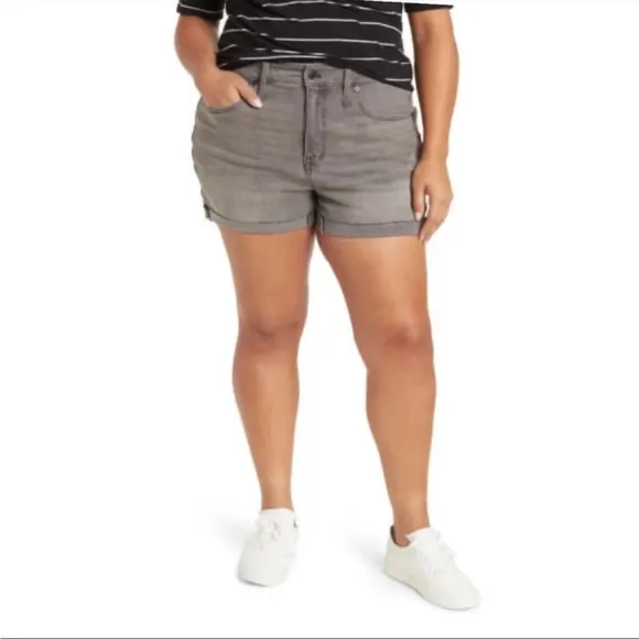 NWT Madewell High Rise Cuffed Denim Shorts Gray Slater Wash M5774