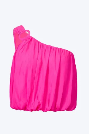 ONE-SHOULDER DRAPED SATIN TOP