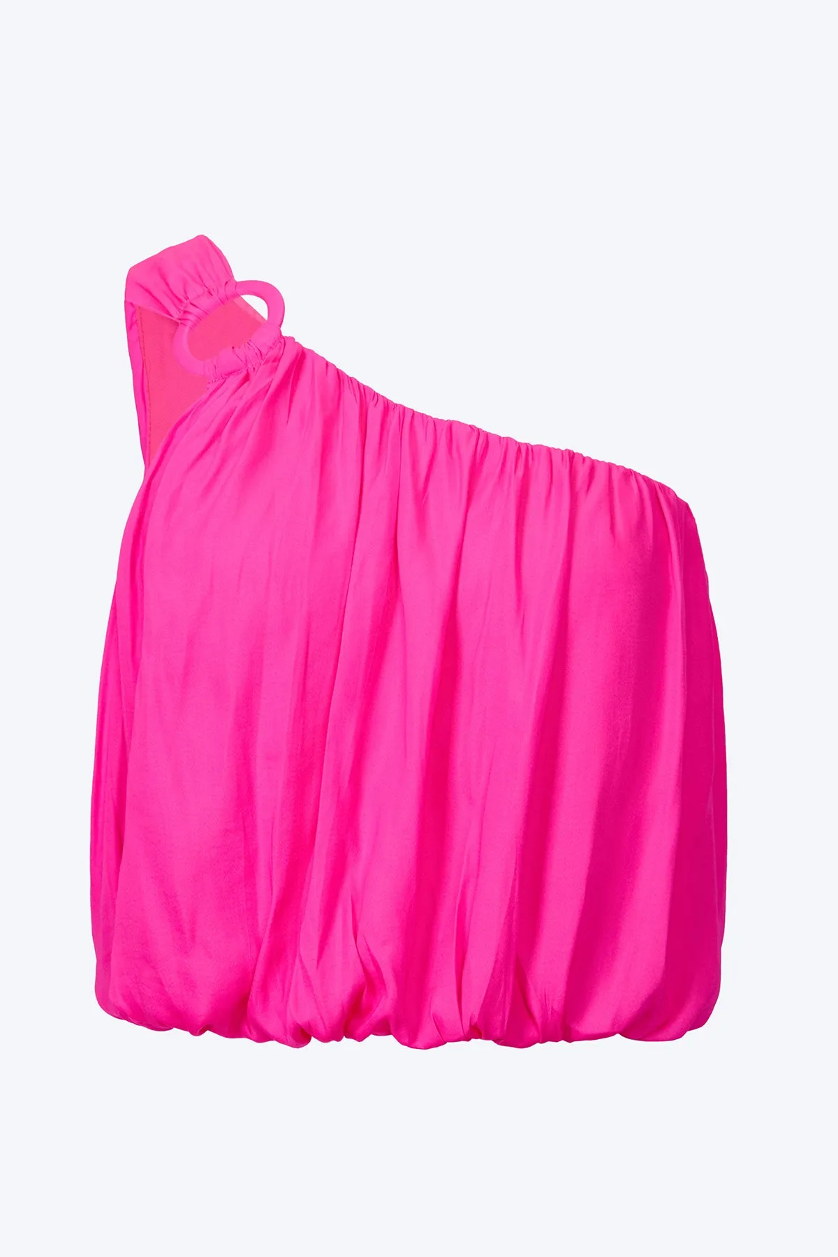 ONE-SHOULDER DRAPED SATIN TOP