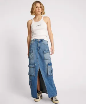 Pacifica 90's Cargo Pocket Column Denim Skirt