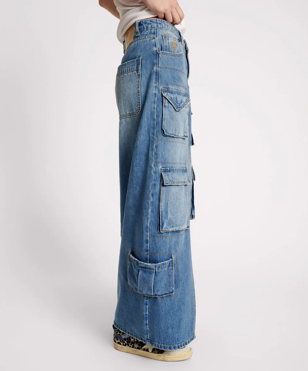 Pacifica 90's Cargo Pocket Column Denim Skirt