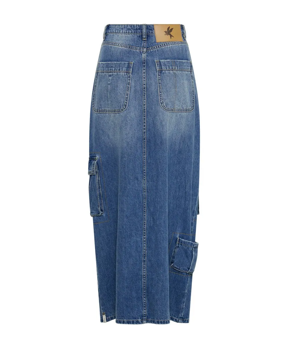 Pacifica 90's Cargo Pocket Column Denim Skirt