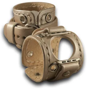 Pearl Apple iWatch Leather Cuff Watch Band with Eyelets & Stitching