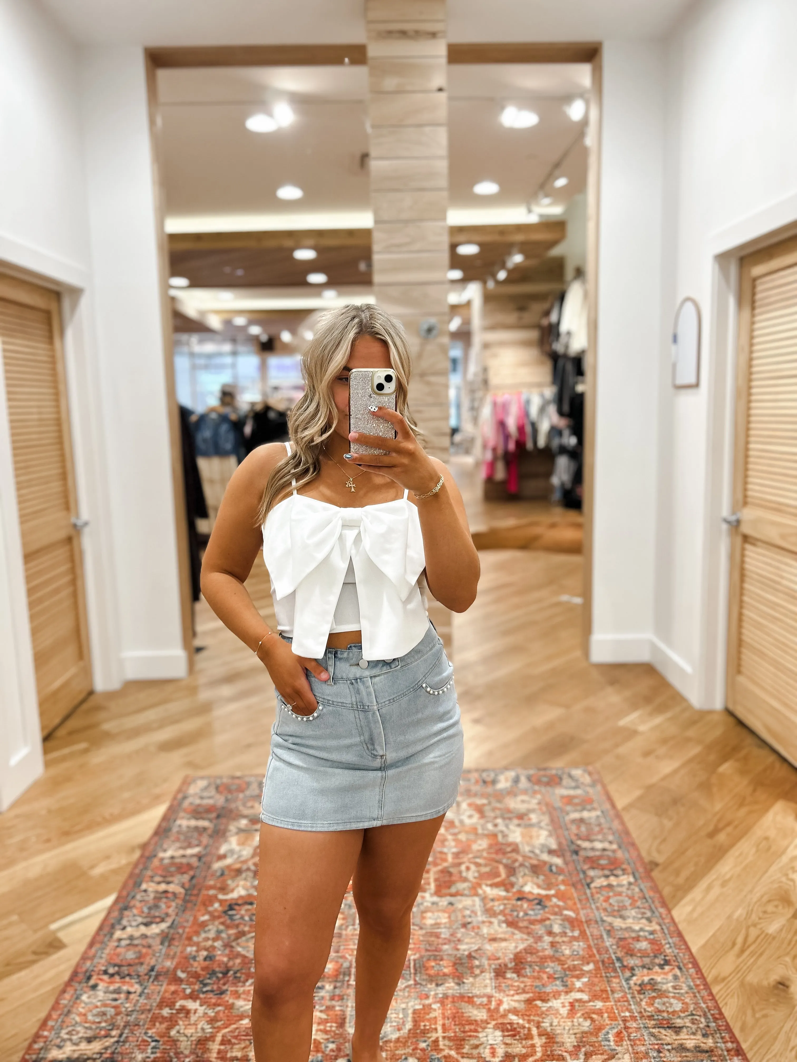 Pearl Pocket Denim Skirt