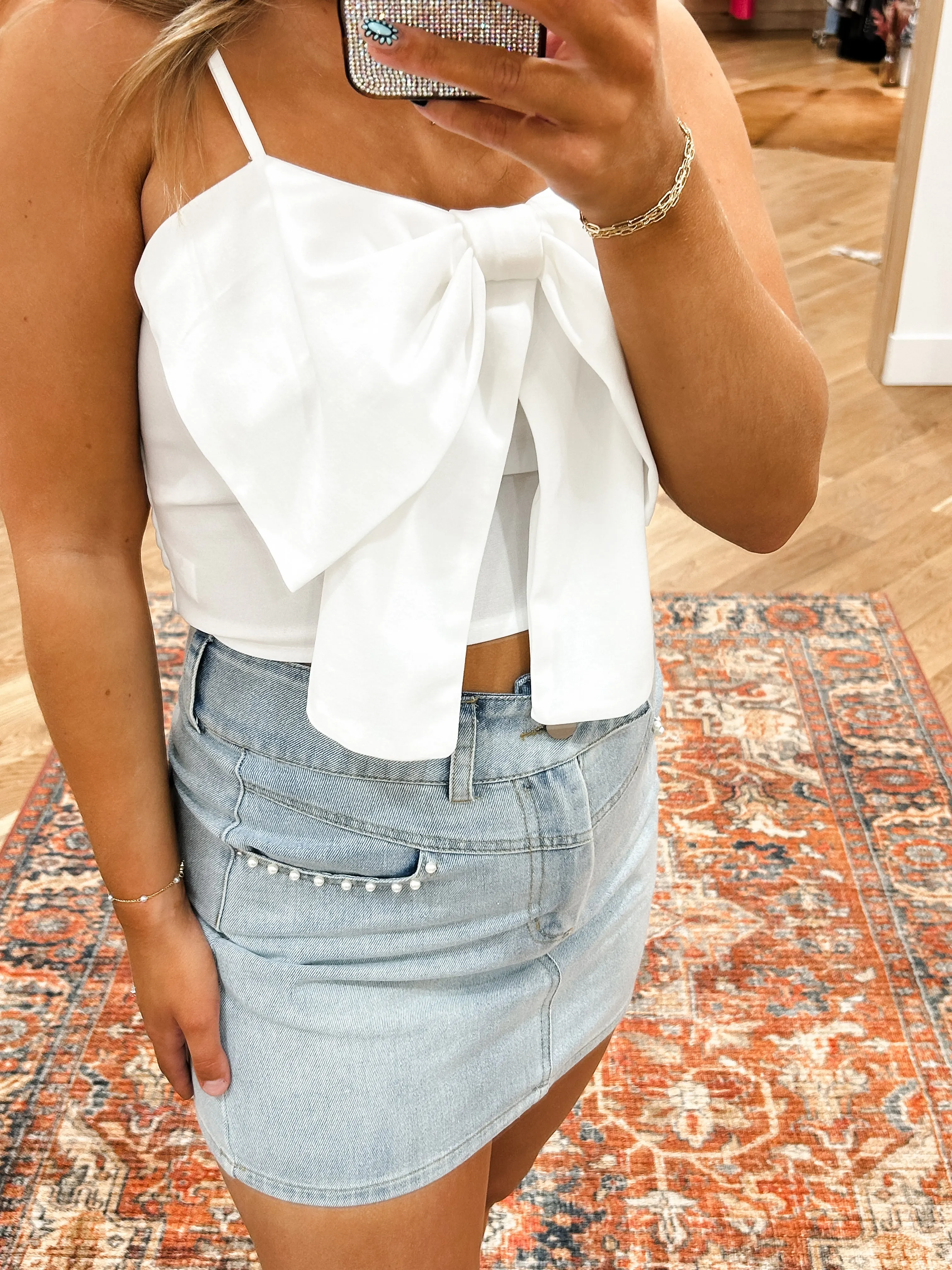 Pearl Pocket Denim Skirt