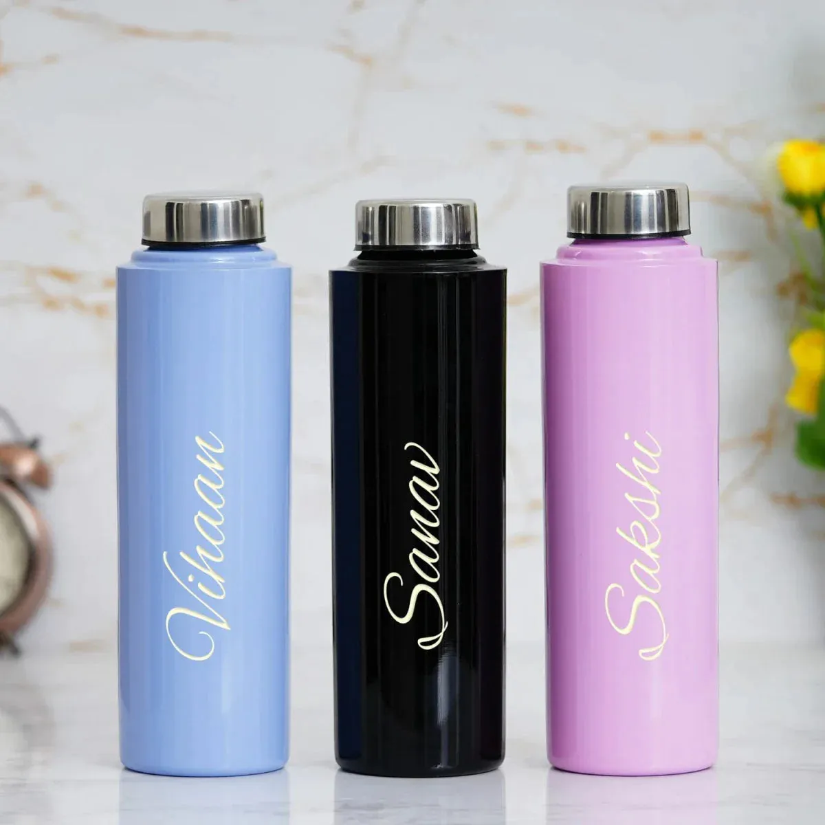 Personalised Pink Classic Smart Bottle (1 Litre) & All in One Men's Combo (4 pcs) - Royal Blue