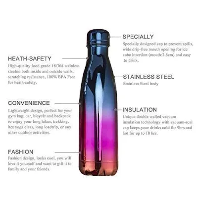 Personalized All in One Men's Combo (4 pcs) & Customized Rainbow Stainless Steel Water Bottles - Black