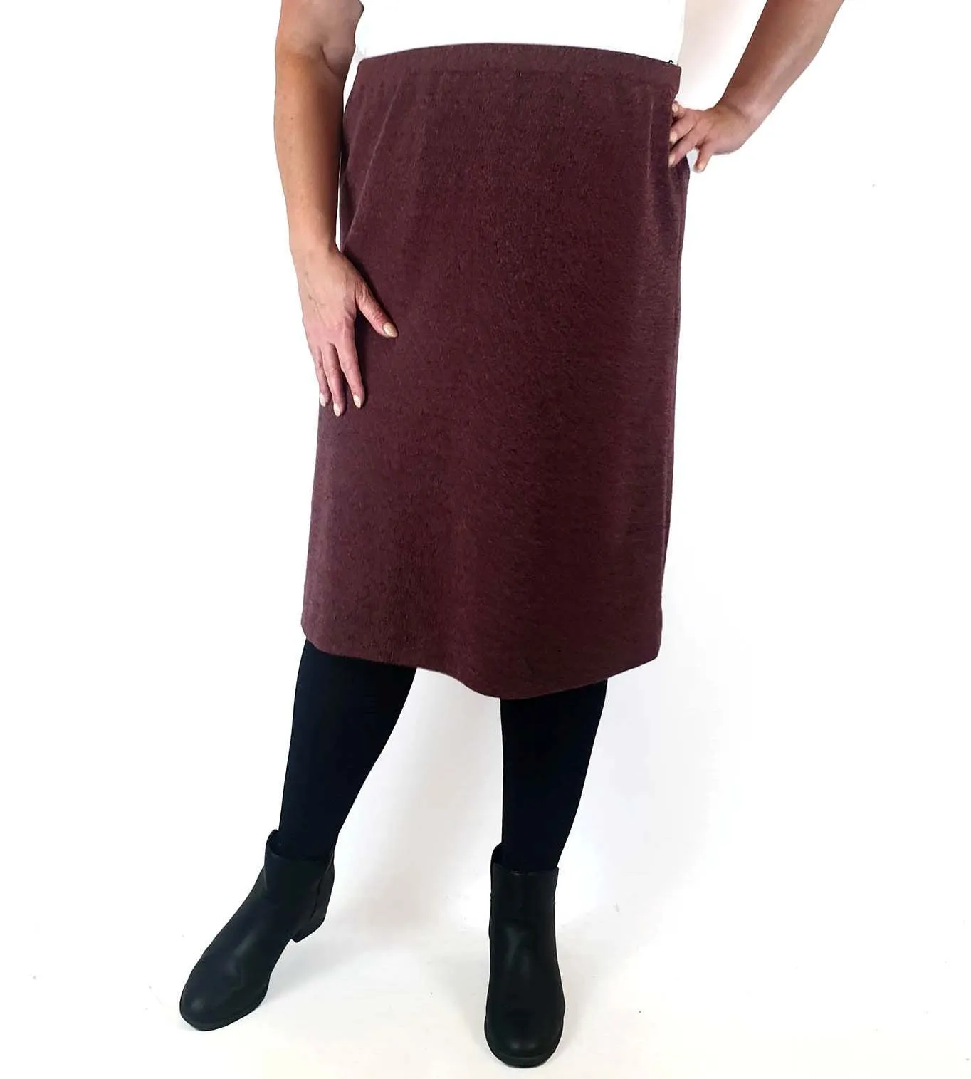 Pink knit skirt with full silky slip, elastic waist band best fits size 16