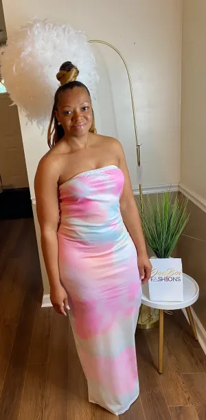 Pink Tie Dye Tube Dress