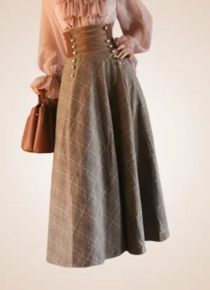 Plaid Long Steampunk Skirt