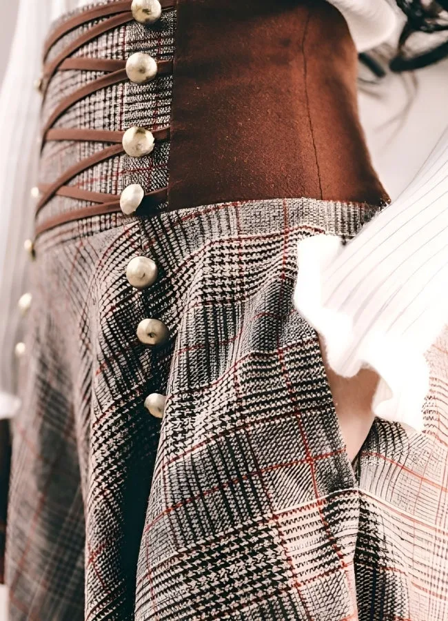 Plaid Long Steampunk Skirt