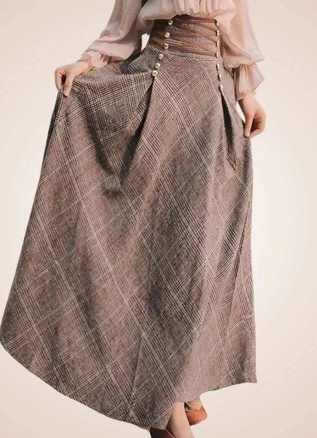 Plaid Long Steampunk Skirt
