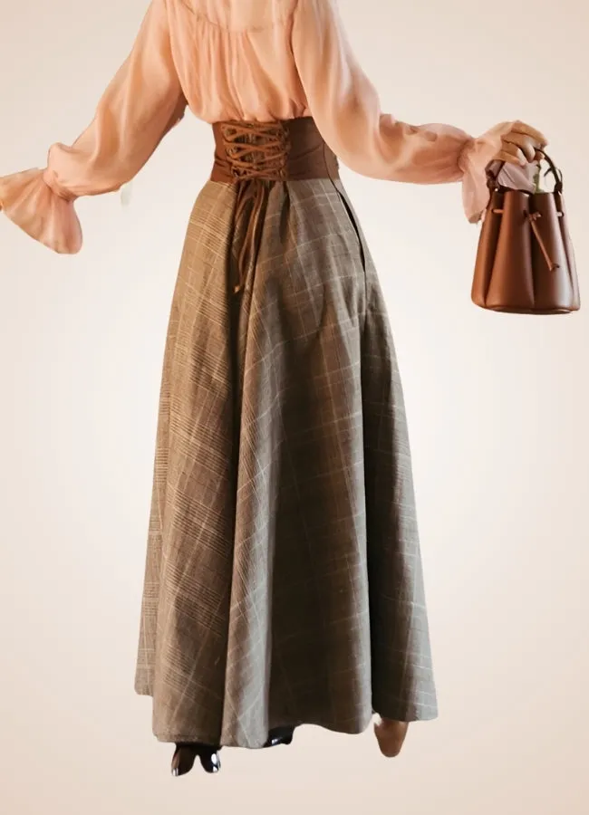 Plaid Long Steampunk Skirt