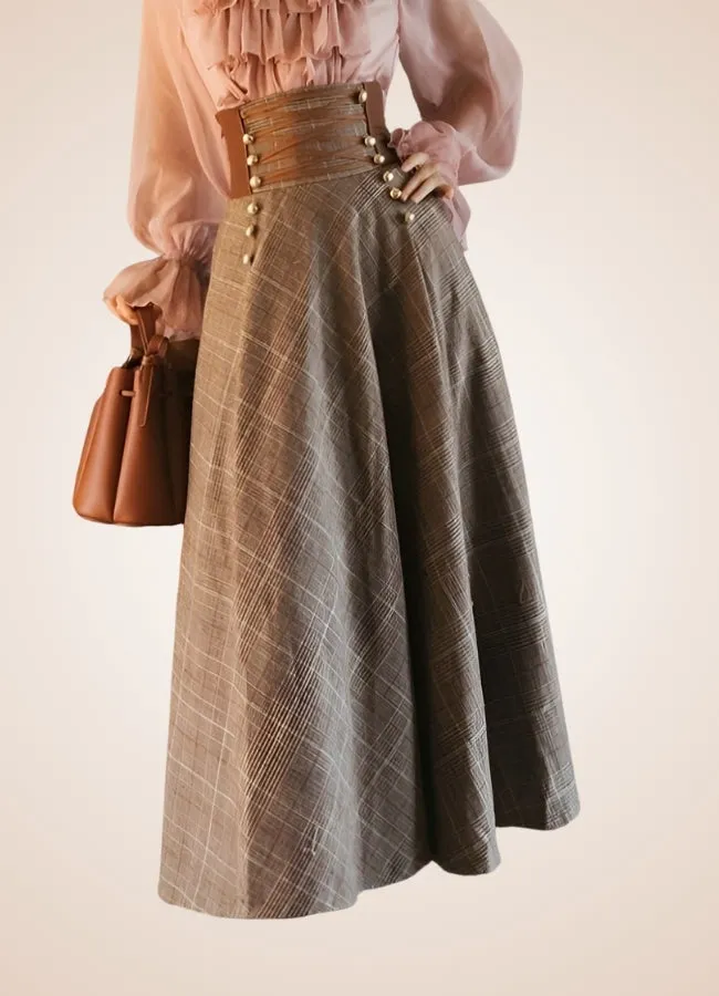 Plaid Long Steampunk Skirt