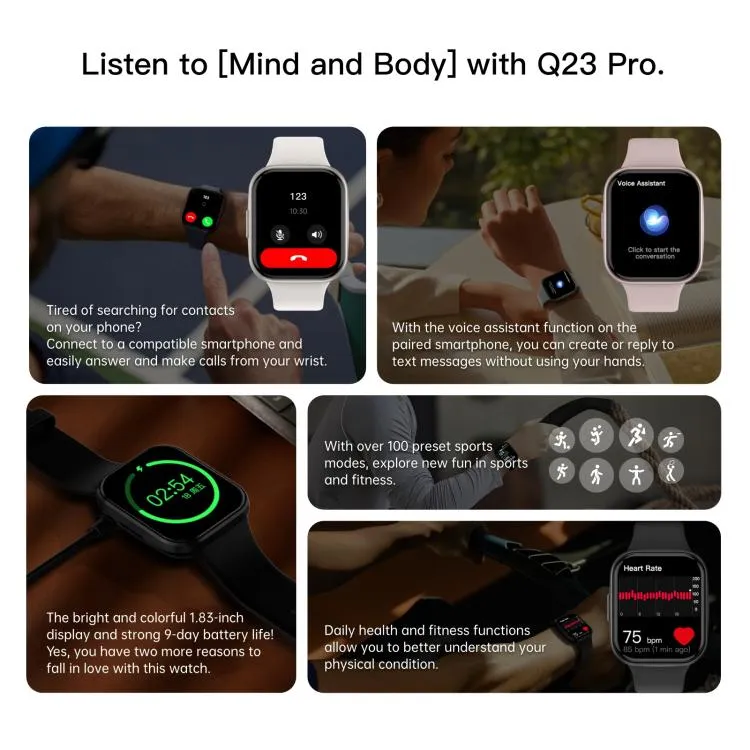 Q23 Pro 1.83 inch Color Screen IP68 Waterproof Bluetooth Call Smart Watch, Support Health Monitoring(Blue)