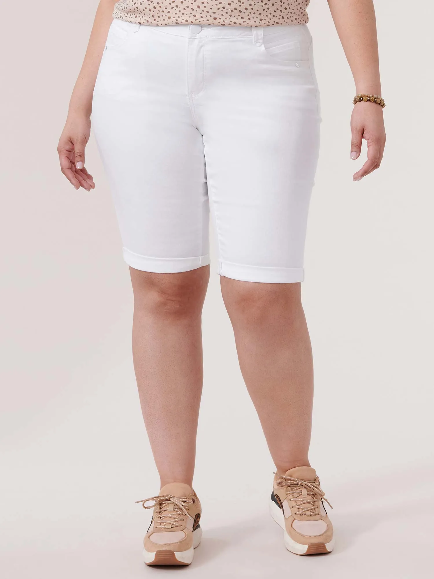 "Ab"solution® White Denim Booty Lift Plus Bermuda Shorts