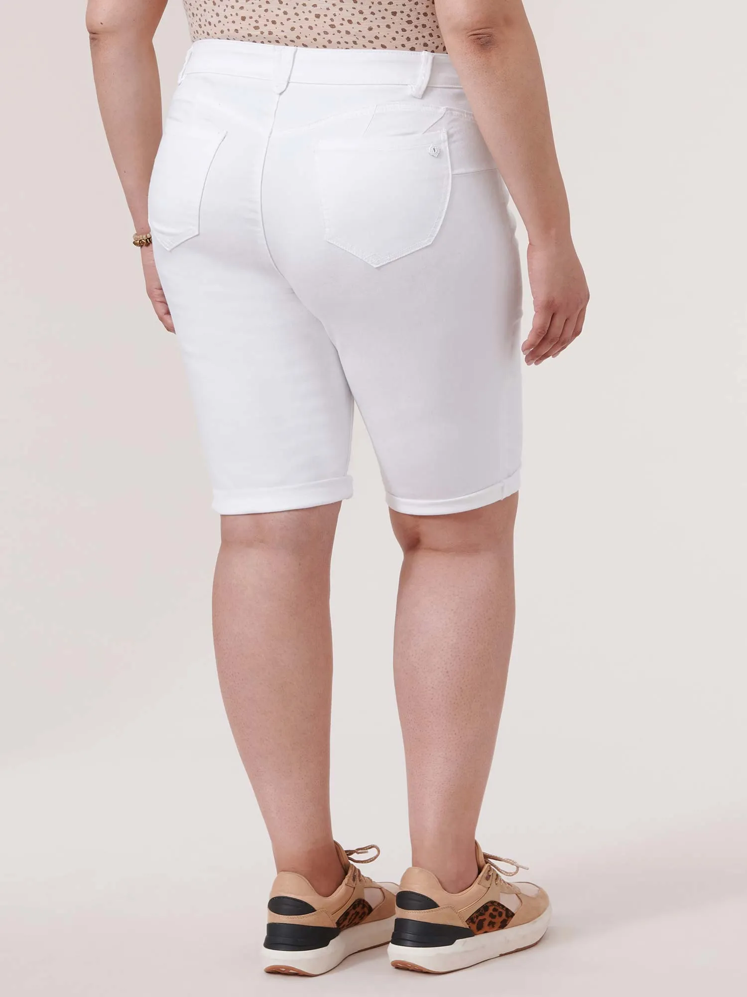 "Ab"solution® White Denim Booty Lift Plus Bermuda Shorts