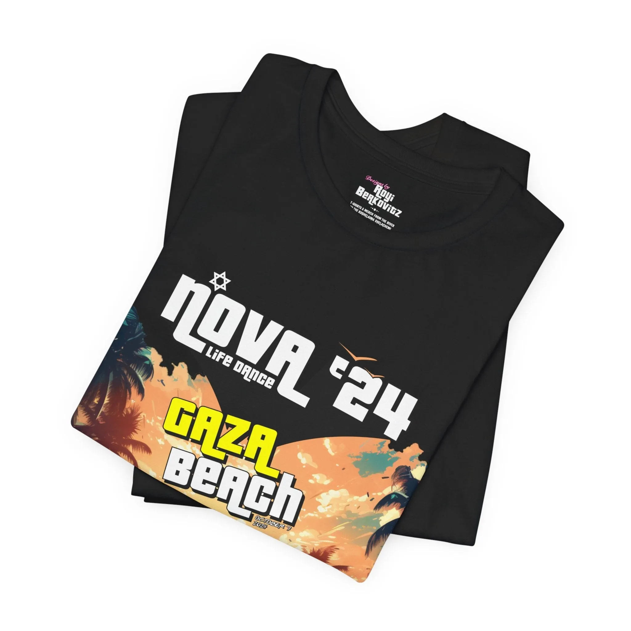 "Gaza Beach Party" Black T-shirt for Men