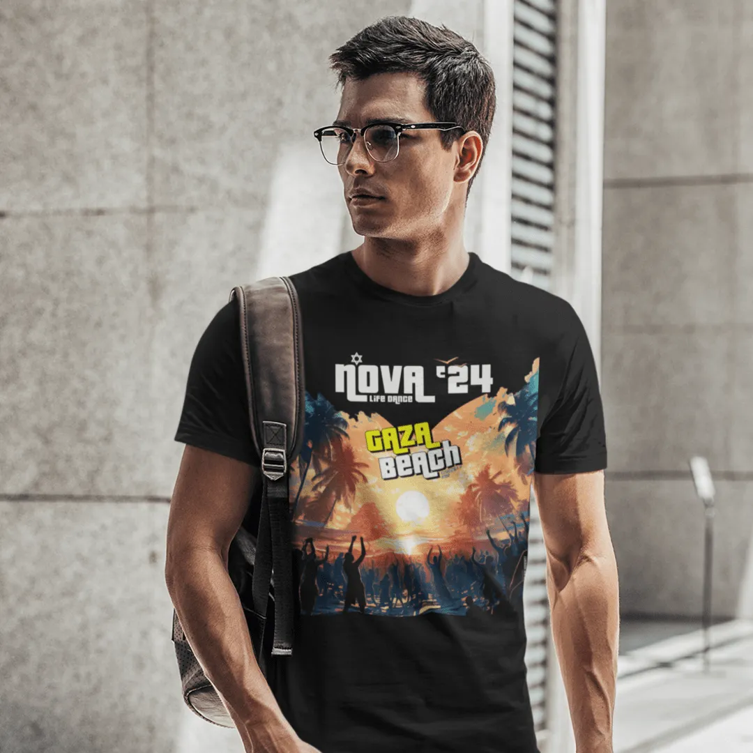 "Gaza Beach Party" Black T-shirt for Men