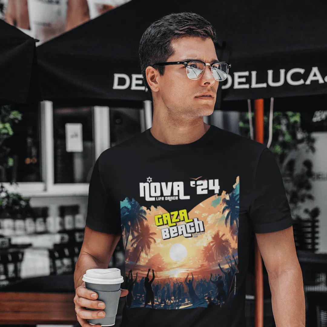 "Gaza Beach Party" Black T-shirt for Men