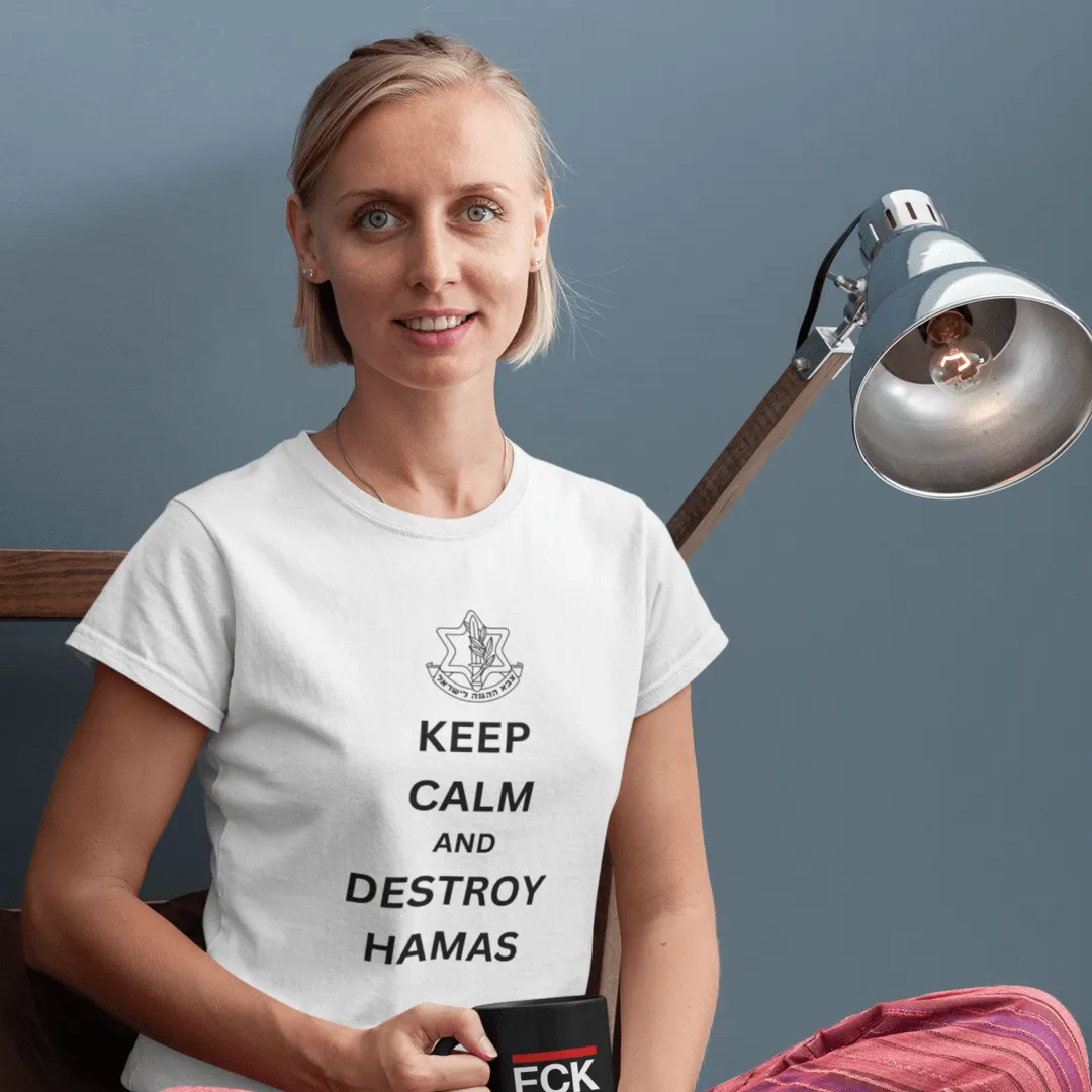 "Keep Calm" White Custom T-Shirt for Women | Art by Ori Bejerano