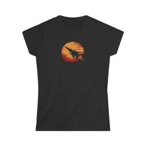 "Sunset Fighter" Black Custom T-Shirt for Women
