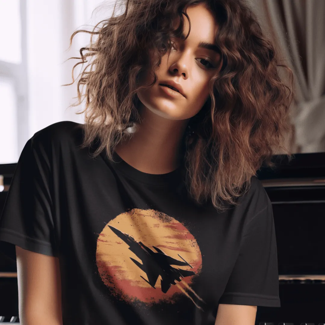 "Sunset Fighter" Black Custom T-Shirt for Women
