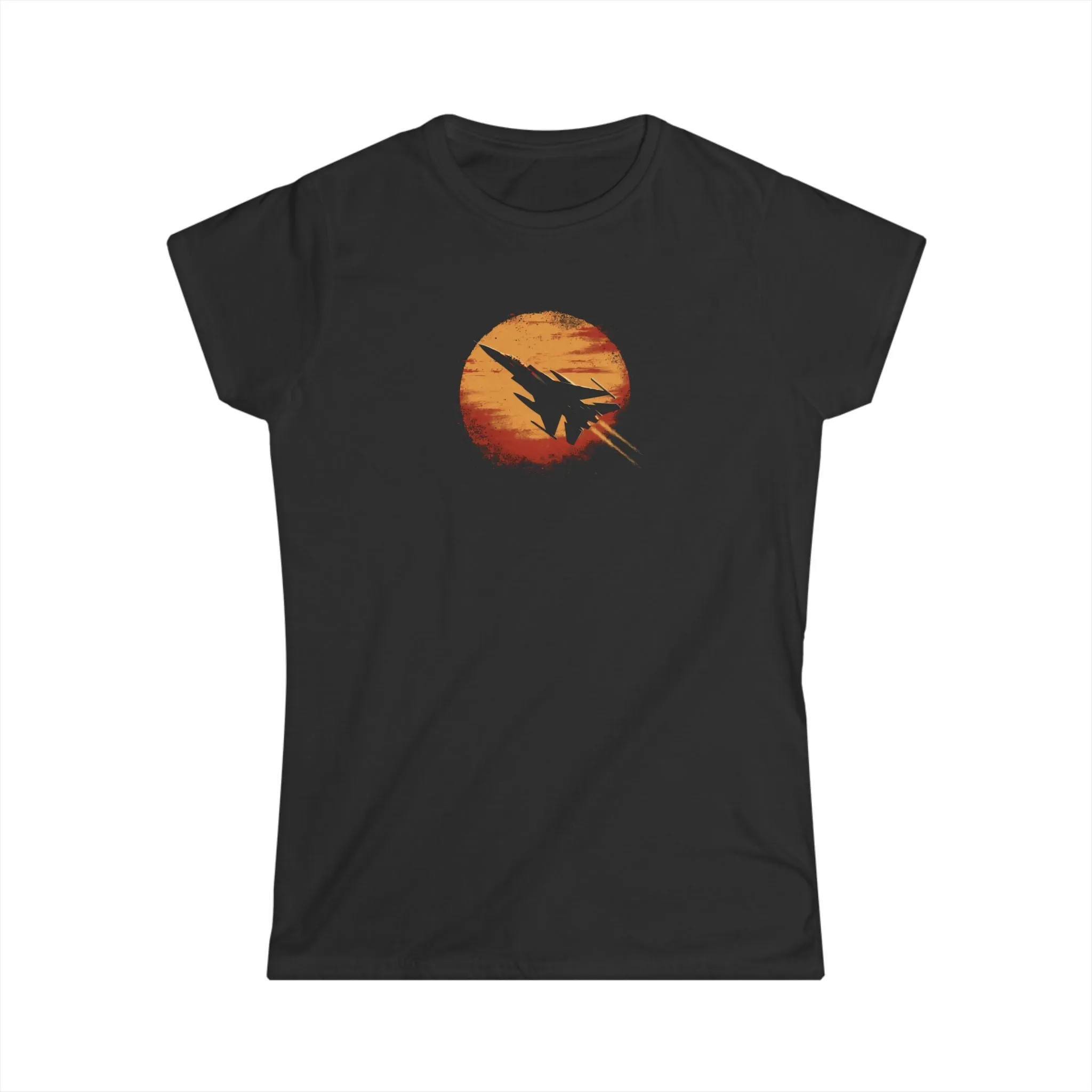 "Sunset Fighter" Black Custom T-Shirt for Women